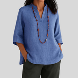 Bernice – Bequeme Bluse Mit V-Ausschnitt – Blau