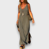 Solvida – Fließendes Sommerkleid mit V-Ausschnitt – Grün