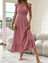 Nicole | Elegantes Kleid mit V-Ausschnitt – Rosa