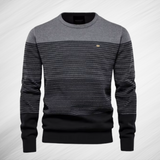 Valerio Herren Baumwollpullover - Zeitlose Eleganz, Höchster Tragekomfort, Slim-Fit Design – Grau