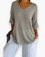 Damen Bequemes V-Ausschnitt Top | Vielseitig und Stilvoll – Grau