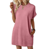 Elviaa – Elegantes Minikleid Mit Tasche – Hellrosa