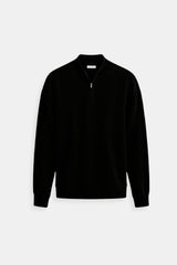 Klassischer Strickpullover mit Reißverschluss – Zeitlos & Komfortabel – Schwarz