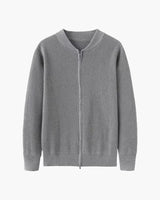 Bennett | Stehkragen Herren Rippstrick Reißverschluss Strickjacke – Grau