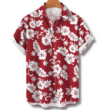 Michael | Hawaiianisches Kurzarmhemd mit floralem Allover-Print – Rot