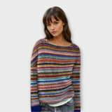 Elara | Retro-inspirierter gestreifter Pullover – Blau