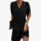 Kleid Damen - Elegant mit V-Ausschnitt & kaschierendem Schnitt – Schwarz