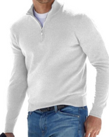 Pullover Herren Strick Reißverschluss | Alltag Komfort – Weiß