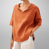 Alissa - Lässige, Locker Sitzende Bluse – Orange