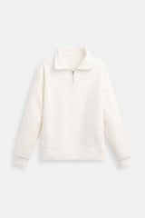 Minimalistischer Fleece-Pullover mit Reißverschluss – Wärme & Stil vereint – Weiß
