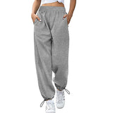 Lässige damen-sporthose mit weitem bein und kordelzug – Grau