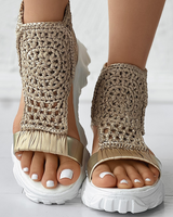 Gestrickte Damen-Sommersandalen - Bequem und schick – Gold