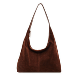 Damenhandtasche aus veganem Wildleder mit Reißverschluss – Braun