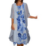 Venolia – Zweiteiliges Kleid Mit Blumenmuster – Dunkelblau