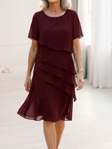 Juliette | Elegantes, fließendes Kleid mit Rüschen – Rot