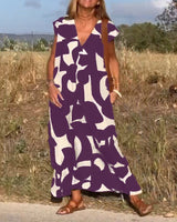 Sarinya - Bedrucktes Kleid Mit V-Ausschnitt – Lila