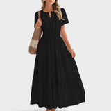 Maura - Sommerliches Maxikleid Mit kurzen Ärmeln – Schwarz