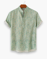 Herren Elegantes Freizeit Hemd | Stilvolles Blumenmuster – Grün