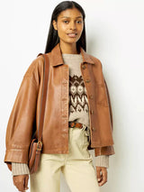 Malvie – vintage-lederjacke – Bruin