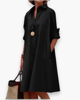 Damen Elegantes Hemdblusen Kleid | Modern – Schwarz