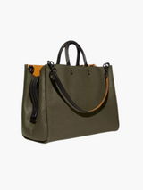 Klassische Leder Tasche mit Wildlederakzenten – Multifunktionale Damen- und Herrentasche für jeden Anlass – Olive