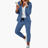 Lounge-Set für Frauen - Blazer mit Jogginghose und Kordelzug – Blau
