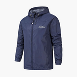 Herren Regenjacke mit Kapuze und Reißverschluss – Dunkelblau