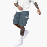 Herren Sommer Cargo Shorts mit Taschen und Kordelzugbund – Blau