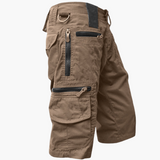 Herren knielange Cargo-Shorts mit mehreren Taschen und Gürtelschlaufen – Braun