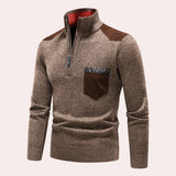 Vigo - Stylischer Pullover mit Reißverschluss für Männer – Braun