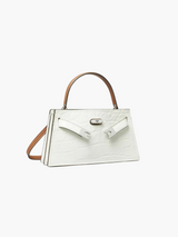 Luxuriöse Krokoprägung Vegan Leder Tasche – Große Schultertasche Damen – Weiß