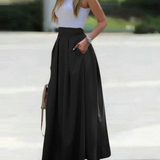 Sadira – Eleganter, Plissierter, Lockerer Rock – Schwarz