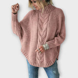 Talia | Strickpullover mit Zopfmuster – Rosa