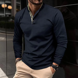OLIVER – Langarm-Polo mit stylischem Kragen – Marineblau