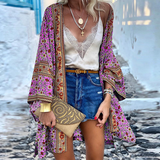 Elegante Boho Strickjacke – Lila