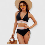 Raven | Bauchfreies Bikini-Set mit hoher Taille – Schwarz