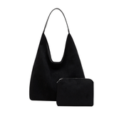 Veganer Leder Strandtasche – Große Sommertasche mit Seilgriffen – Schwarz (Ausverkauft)