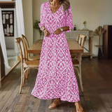 Kestrel - bedrucktes langes Maxikleid für Damen – Rosa