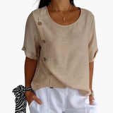 Heidi | Seitentaste Leinenbluse – Khaki