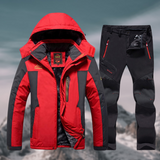 Herren Set | Zweiteilige Jacke Hose geschlossene Form Details – Rot