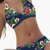 Rückenfreier Damen Bikini - Neckholder Design für Sommerurlaub – Blau