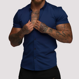 Oscar - Kurzärmeliges Hemd in Slim-Fit-Passform für Herren – Blau