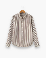 Herren Klassisches Gestreiftes Hemd | Langarm Elegant – Braun