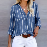 Damenbluse gestreift Langarm – Blau