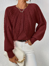 SAVINA – Strickweste mit floralem Muster – Bordeaux