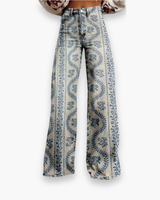 Damen Elegante Stoffhose | Vielseitig und Bequem – Blaue Muster