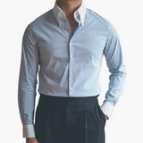 Old Money Herren - Hemd mit klassischem Streifenmuster – Blau