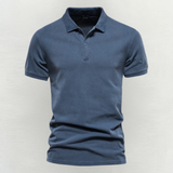 Stilvolles Herren-Poloshirt kurzarm mit Knopfleiste – Blau