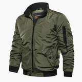Herren Bomberjacke mit Stehkragen und Frontreißverschluss – Grün