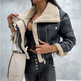 Bikerjacke Damen Kurz | Kurzer Schnitt mit gefüttertem Innenfutter – Schwarz